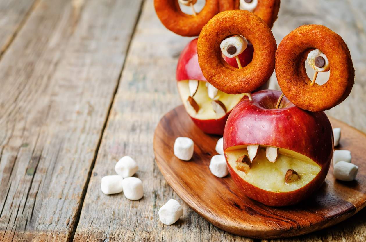 apples, marshmallows and donuts