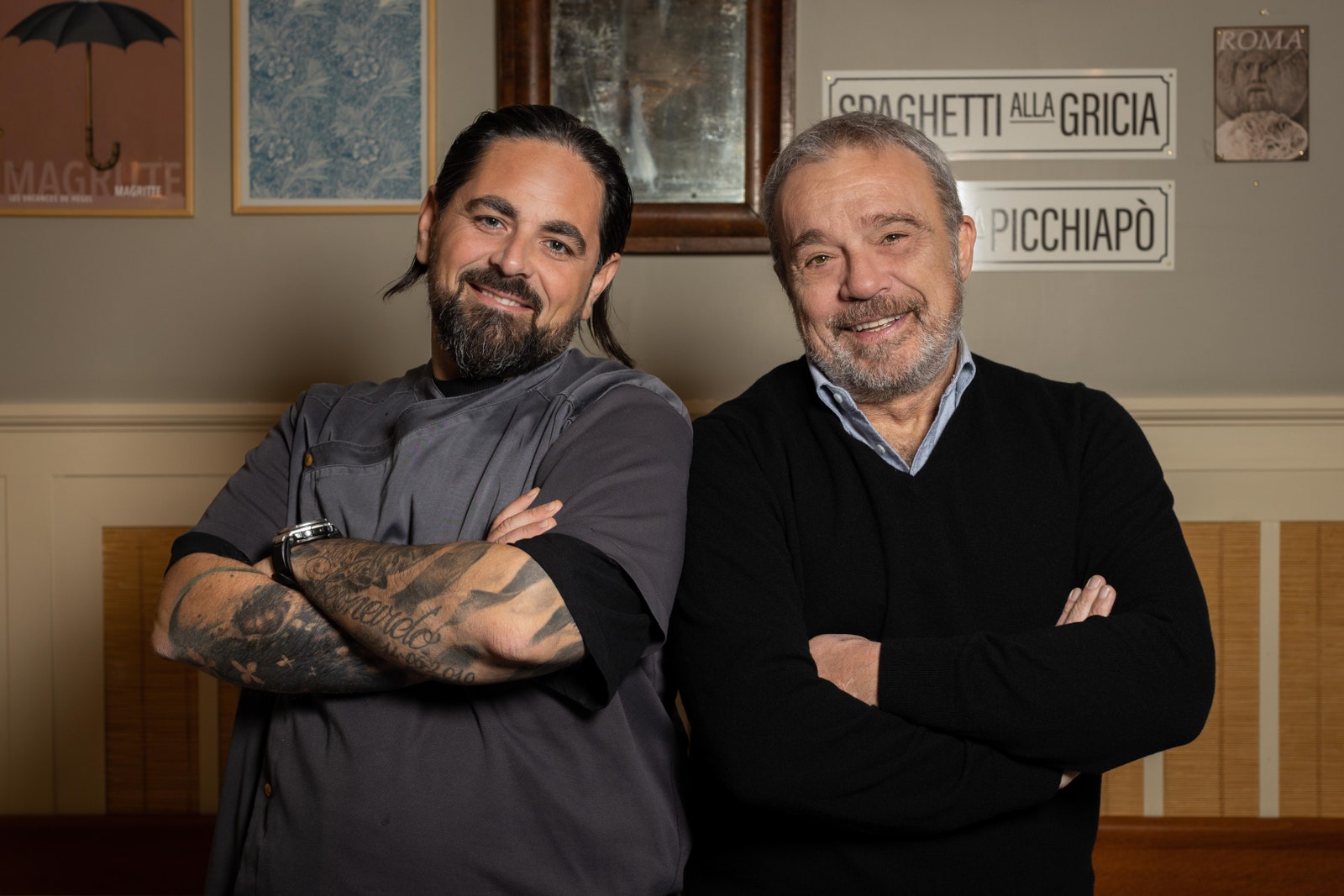 Claudio Amendola con Davide Cianetti che ha studiato il menù di Frezza.
