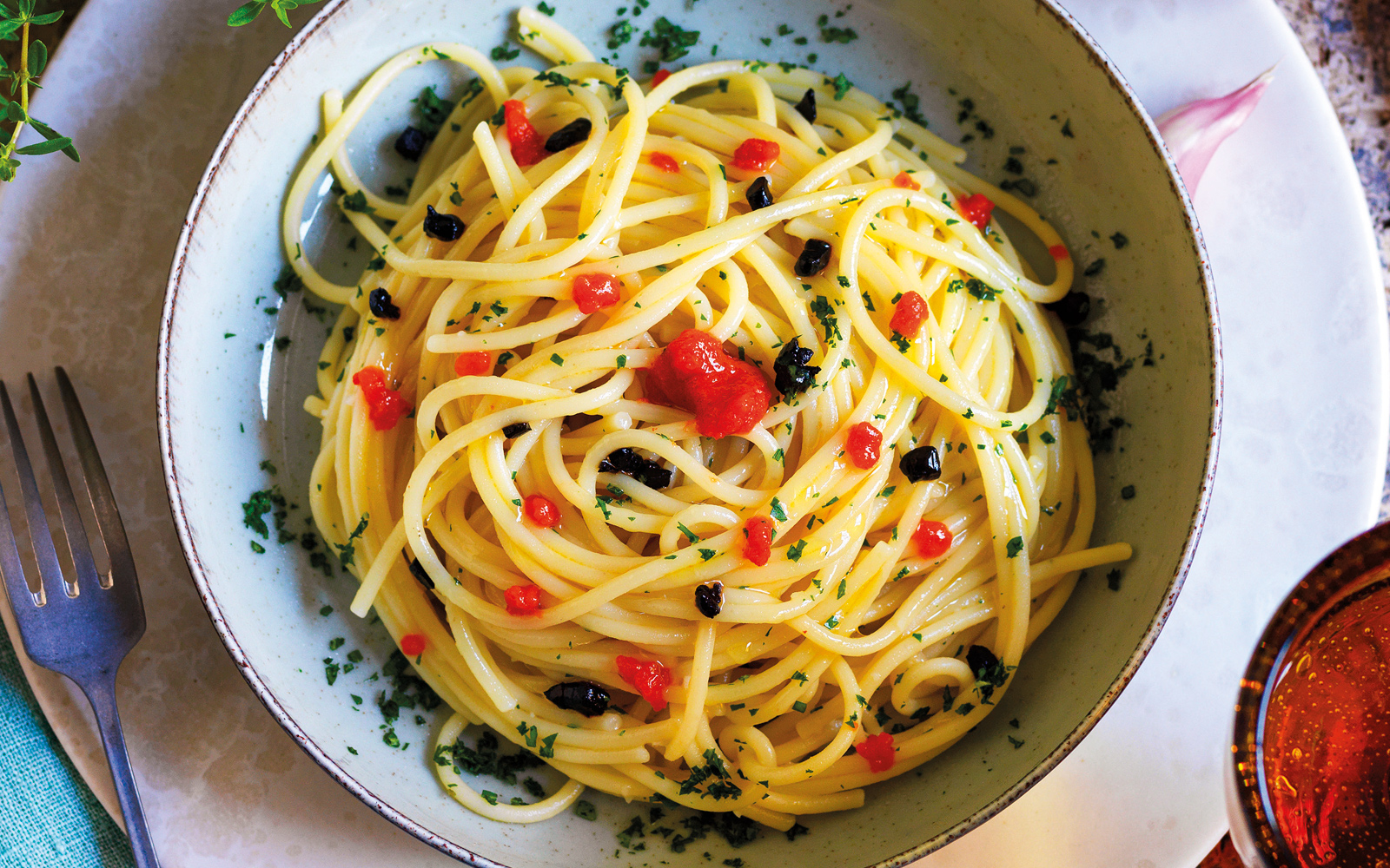 Spaghetti triplo aglio, olio e peperoncino